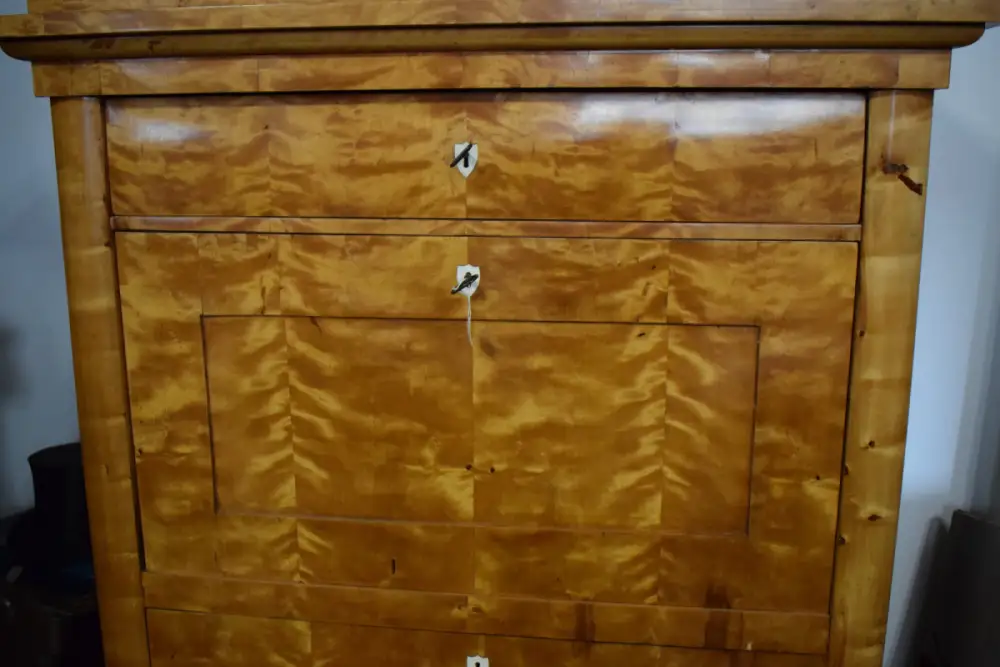 Biedermeier Sekretär mit Aufsatz, Birke hell komplett restauriert 2