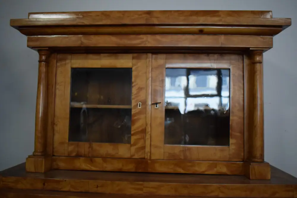 Biedermeier Sekretär mit Aufsatz, Birke hell komplett restauriert 3