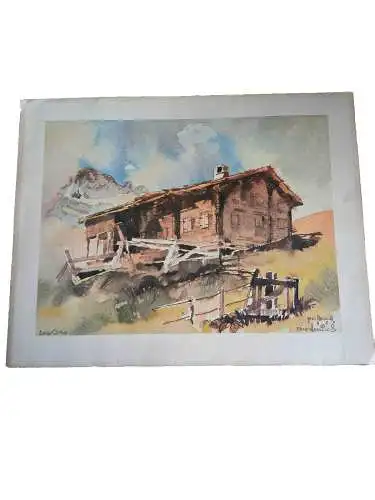 Altes Walser Haus limitierter Druck nach dem original Aquarell von E. Henrich