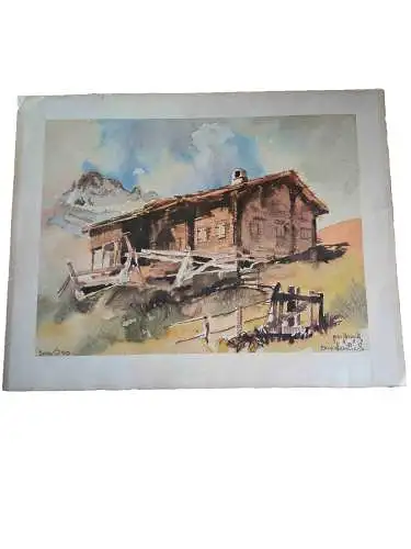 Altes Walser Haus limitierter Druck nach dem original Aquarell von E. Henrich