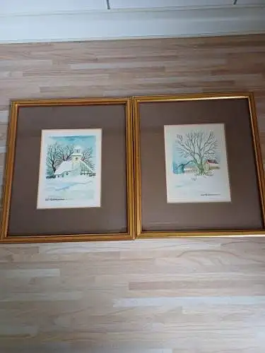 2 sehr schöne Original Aquarelle 80er / 90er Jahre vom Künstler signiert