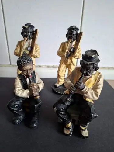 Jazz Band Figuren 4er Set-"African American Jazz Band" Deko Kunstharz