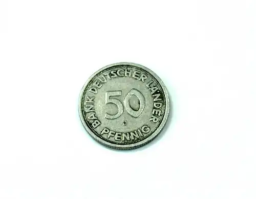 Seltene 50 Pfennig Münze 1949 - J - Bank Deutscher Länder
