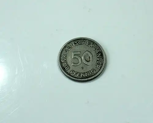 Seltene 50 Pfennig Münze 1949 - J - Bank Deutscher Länder