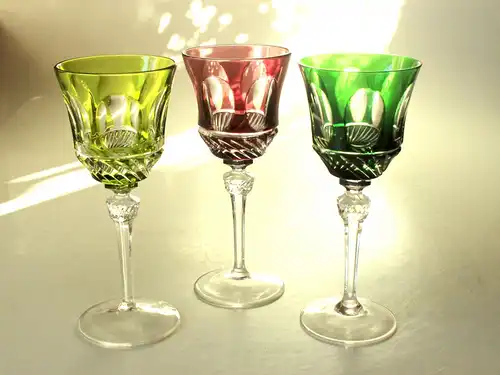 Bleikristall Römer Weingläser Vintage Überfang Weinglas Nachtmann  klassisch 3 Stück