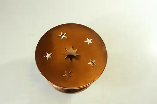 Stövchen Teewarämer Kupfer Messing rund, Vintage aus den 1970ern