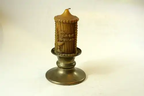 Messing Kerzenhalter für größere Kerzen mit alter Kerze als Set, Kerzenständer, Vintage aus den 1960ern