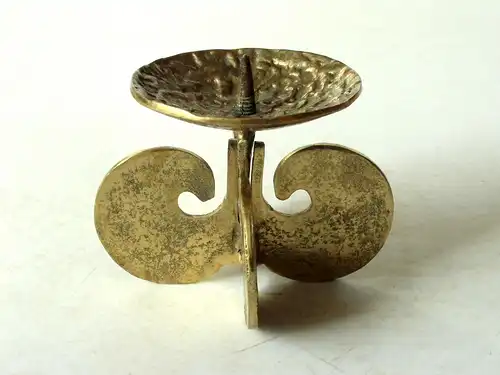 Massiver Messing Kerzenhalter Brutalist Vintage Kerzenteller Boho mid century modern Kerzenständer Handarbeit Candle Holder Brutalism