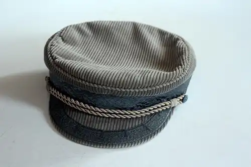 Prinz Heinrich Mütze Seglermütze Herrenmütze grau/braun, sailors cap, vintage aus den 1970ern