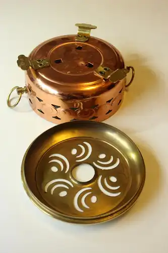 Dekoratives Stövchen Messing Kupfer Metall, Teewärmer, Vintage 