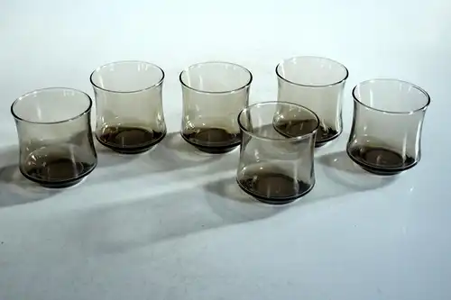 6 Whiskeygläser Rauchglas - Weinbrandgläser - Vintage aus den 1970ern
