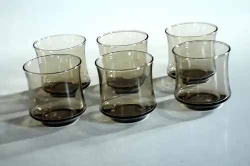6 Whiskeygläser Rauchglas - Weinbrandgläser - Vintage aus den 1970ern