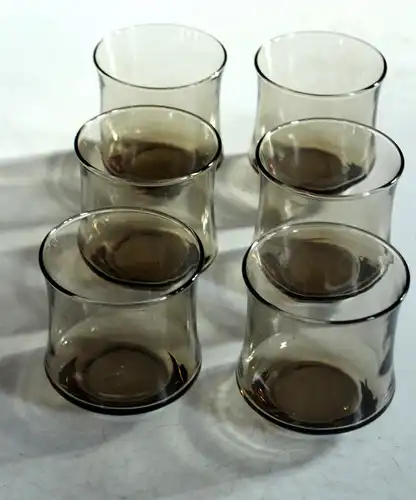 6 Whiskeygläser Rauchglas - Weinbrandgläser - Vintage aus den 1970ern