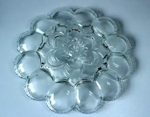 Wunderschöne Eierplatte Glas Kristallglas aus den 1960ern, Ostern, Eierkabarett, Vintage