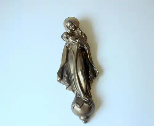 Maria Mutter Gottes mit Kind Madonnenfigur aus Messing, Vintage aus den 1950ern