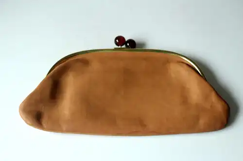 1970er Leder Clutch Handtasche braun Vintage