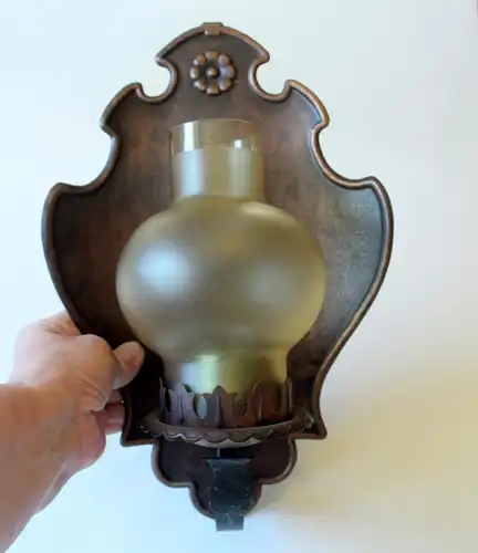 Kaiser Wandlampe Kupfer mit Glasschirm, Vintage aus den 1960ern