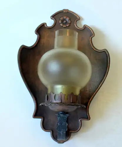 Kaiser Wandlampe Kupfer mit Glasschirm, Vintage aus den 1960ern