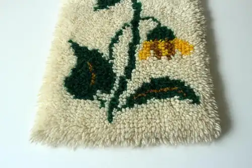Handgeknüpfter Wandteppich - Tischläufer - kleiner Teppich - Wolle - Läufer - Vintage aus den 1970ern