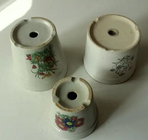 Set mit 3 Stück Blumentöpfe Kakteentöpfe Keramik Sukkulententöpfe Übertöpfe, Vintage aus den 1970ern