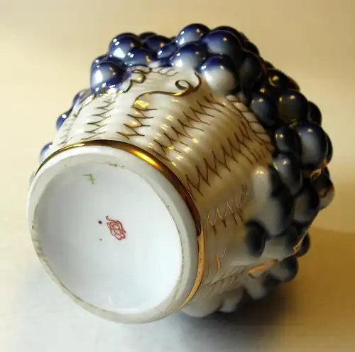 Seltene Vintage Karaffe Weindekor kobaltblau weiß gold Porzellan mit Stopfen Handarbeit, Vintage aus den 1960ern