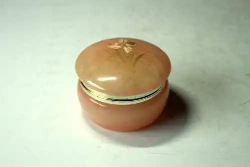 Wunderschöne Pillendose aus rosafarbenem Onyx - Ringbox - Schmuckaufbewahrung - Vintage aus den 1960ern