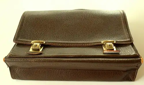 1950s Aktentasche - Dokumentenmappe - braunes Leder - Handtasche - Vintage