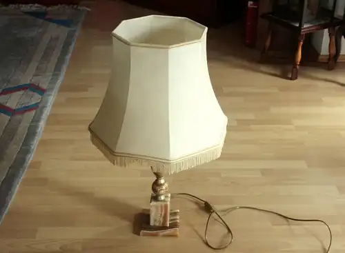 XL Große Wohnzimmerlampe aus den 1960ern - Stehlampe - Tischlampe - auf schwerem großen Onyx-Fuß, Vintage