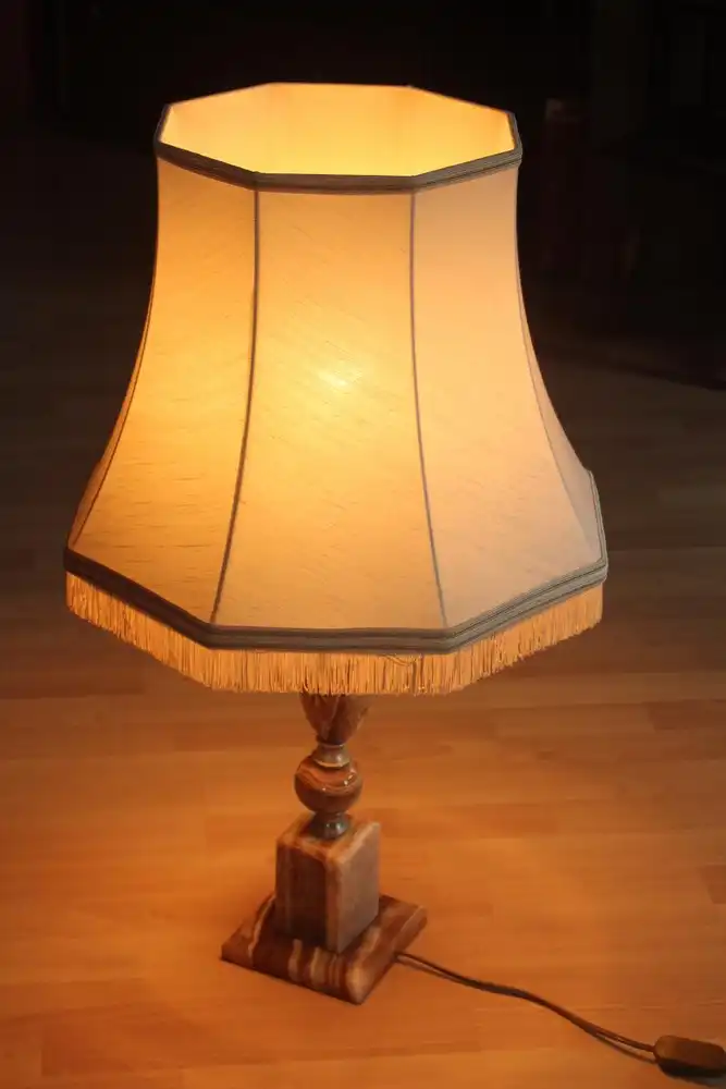 XL Große Wohnzimmerlampe aus den 1960ern - Stehlampe - Tischlampe - auf schwerem großen Onyx-Fuß, Vintage 3