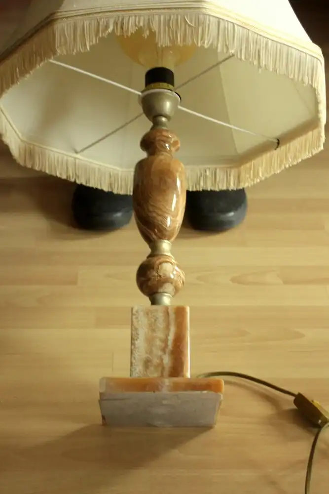 XL Große Wohnzimmerlampe aus den 1960ern - Stehlampe - Tischlampe - auf schwerem großen Onyx-Fuß, Vintage 9