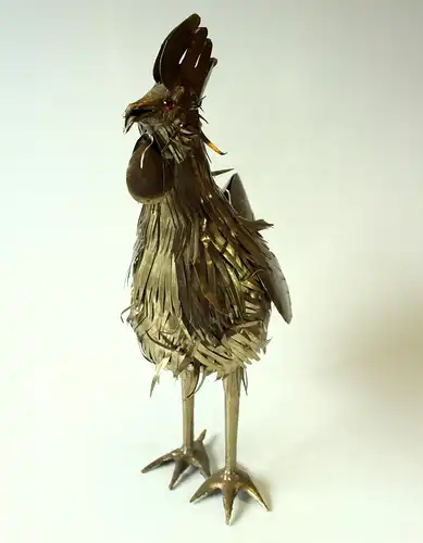 Handgearbeitete große Messing-Skulptur eines Hahns, Vintage aus den 1960ern