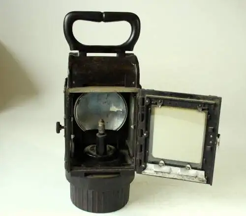 Antike Karbidlampe Kutscherlampe Eisenbahnerlampe Signallampe aus den 1920ern - Metall, Glas