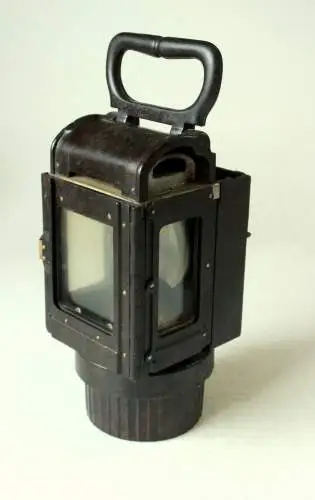 Antike Karbidlampe Kutscherlampe Eisenbahnerlampe Signallampe aus den 1920ern - Metall, Glas