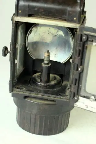 Antike Karbidlampe Kutscherlampe Eisenbahnerlampe Signallampe aus den 1920ern - Metall, Glas