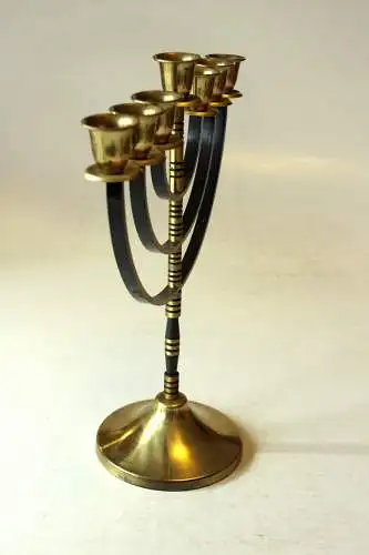 Schöne Menorah Metall Messing, Kerzenhalter 7 armig, Vintage aus den 1970ern