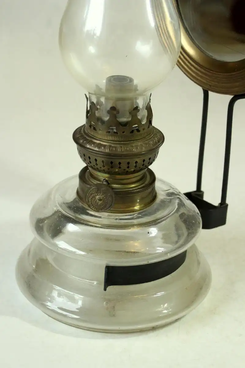 Antike Öllampe mit Spiegel, Metall Glas, Petroleumlampe - kommt direkt aus den 1900ern 2