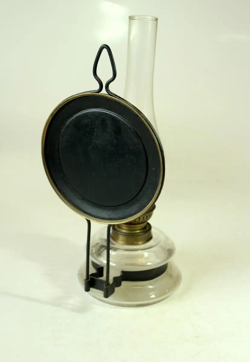 Antike Öllampe mit Spiegel, Metall Glas, Petroleumlampe - kommt direkt aus den 1900ern 6