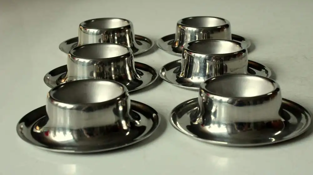 Mid Century - Edelstahl Eierbecher 6 Stück - Vintage aus den 1960ern 2