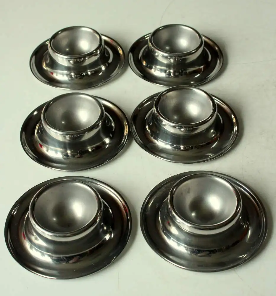 Mid Century - Edelstahl Eierbecher 6 Stück - Vintage aus den 1960ern 4