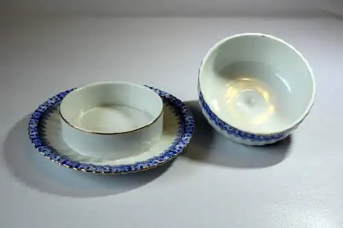 Art Deco hochwertige Butterdose aus dem niederschlesischen Tiefenfurt - Porzellanmanufaktur Tuppack - Dekor China Blau - aus den 1920ern