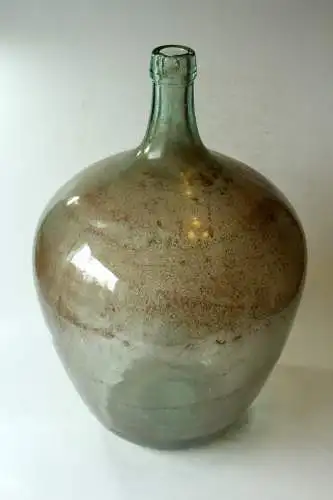 Alter großer Demijohn 25 ltr. grün-blau transparent Glasflasche Glasballon Weinballon, Vintage aus den 1970ern