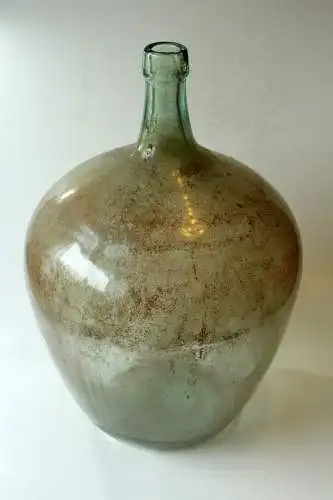 Alter großer Demijohn 25 ltr. grün-blau transparent Glasflasche Glasballon Weinballon, Vintage aus den 1970ern