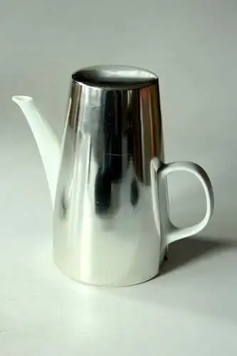 Melitta Kaffeekanne mit Metall-Warmhaltehaube, Keramik Vintage aus den 1960ern