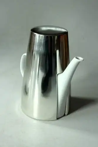 Melitta Kaffeekanne mit Metall-Warmhaltehaube, Keramik Vintage aus den 1960ern