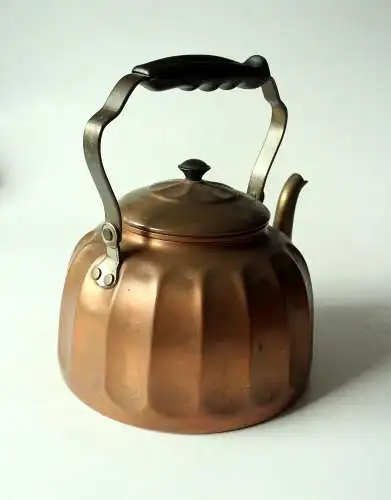 Großer alter Teekessel Kupfer Messing Wasserkessel Ofenkessel aus den 1940ern, Vintage