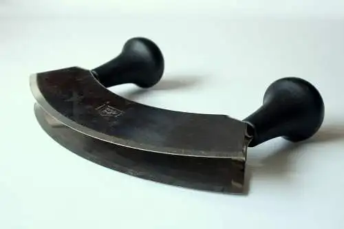 Großes Kräutermesser - Wiegemesser mit Doppelklinge - Edelstahl - Vintage aus den 80ern 
