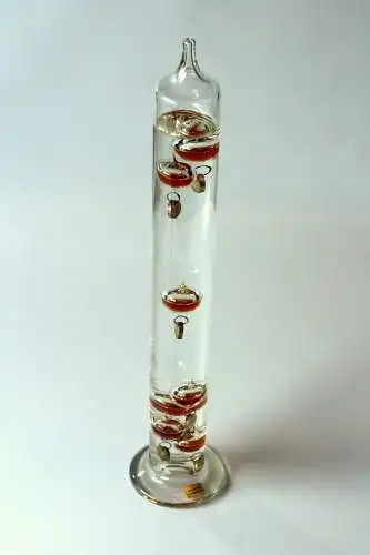 XXL großes Galileo Thermometer Handarbeit - mundgeblasen - Glas, Metall, Vintage aus den 1980ern