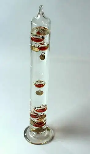 XXL großes Galileo Thermometer Handarbeit - mundgeblasen - Glas, Metall, Vintage aus den 1980ern