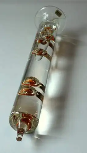 XXL großes Galileo Thermometer Handarbeit - mundgeblasen - Glas, Metall, Vintage aus den 1980ern