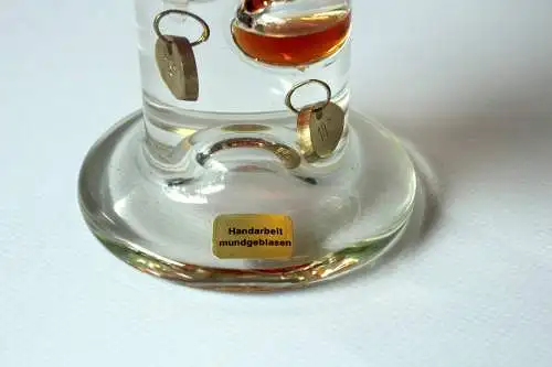 XXL großes Galileo Thermometer Handarbeit - mundgeblasen - Glas, Metall, Vintage aus den 1980ern